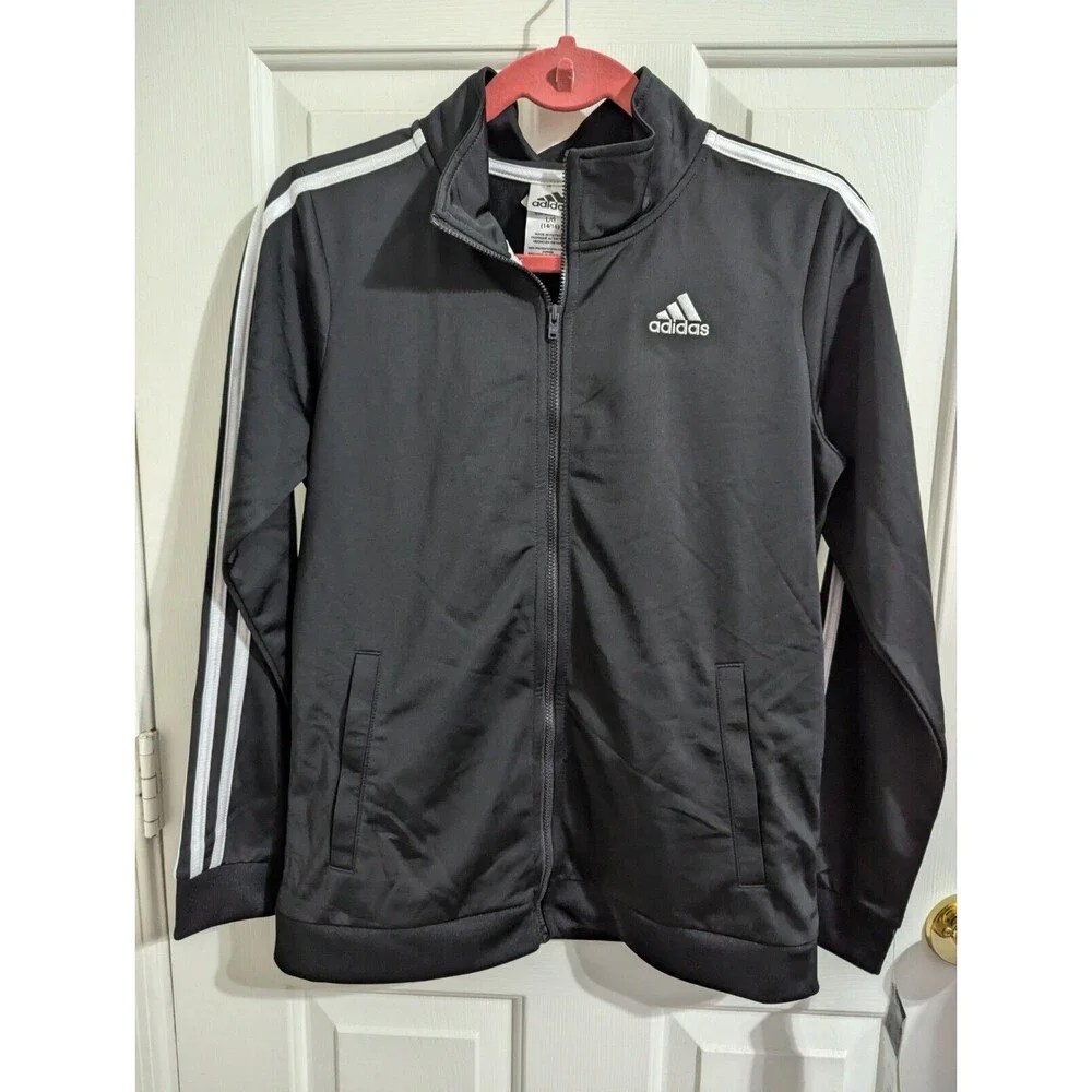 NWT Adidas Track Jacket Youth Large 14/16 Black Soccer Sports Logo